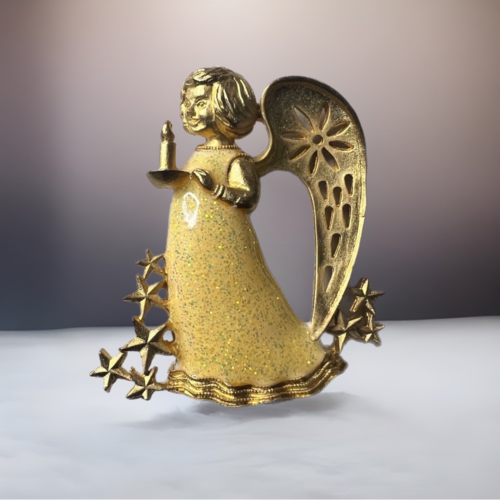 Angel With Candle Brooch